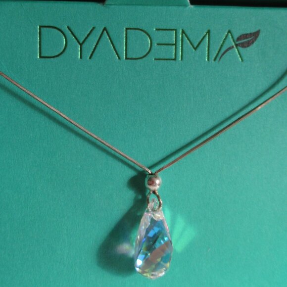 Multi-faceted Helix/Twist Crystal Necklace, 925 Silver, Italy, Dyadema, Large - Picture 9 of 13